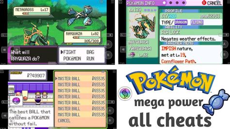 Pokemon Mega power Cheat codes [Rare candy, Master ball.
